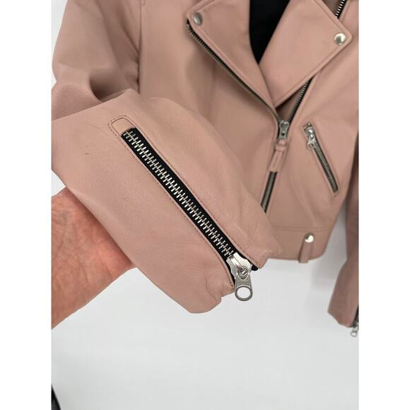 Mackage Blush Pink Baya Lamb Leather Biker Moto Motorcycle Jacket size Small - Picture 6 of 12